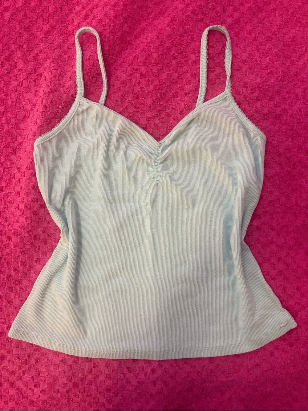 Turquoise Ribbed Spaghetti Strap Tank Top